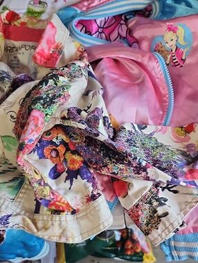 Colorful Floral Girls' Jacket with Pink Lining 2 Jackets 10/12